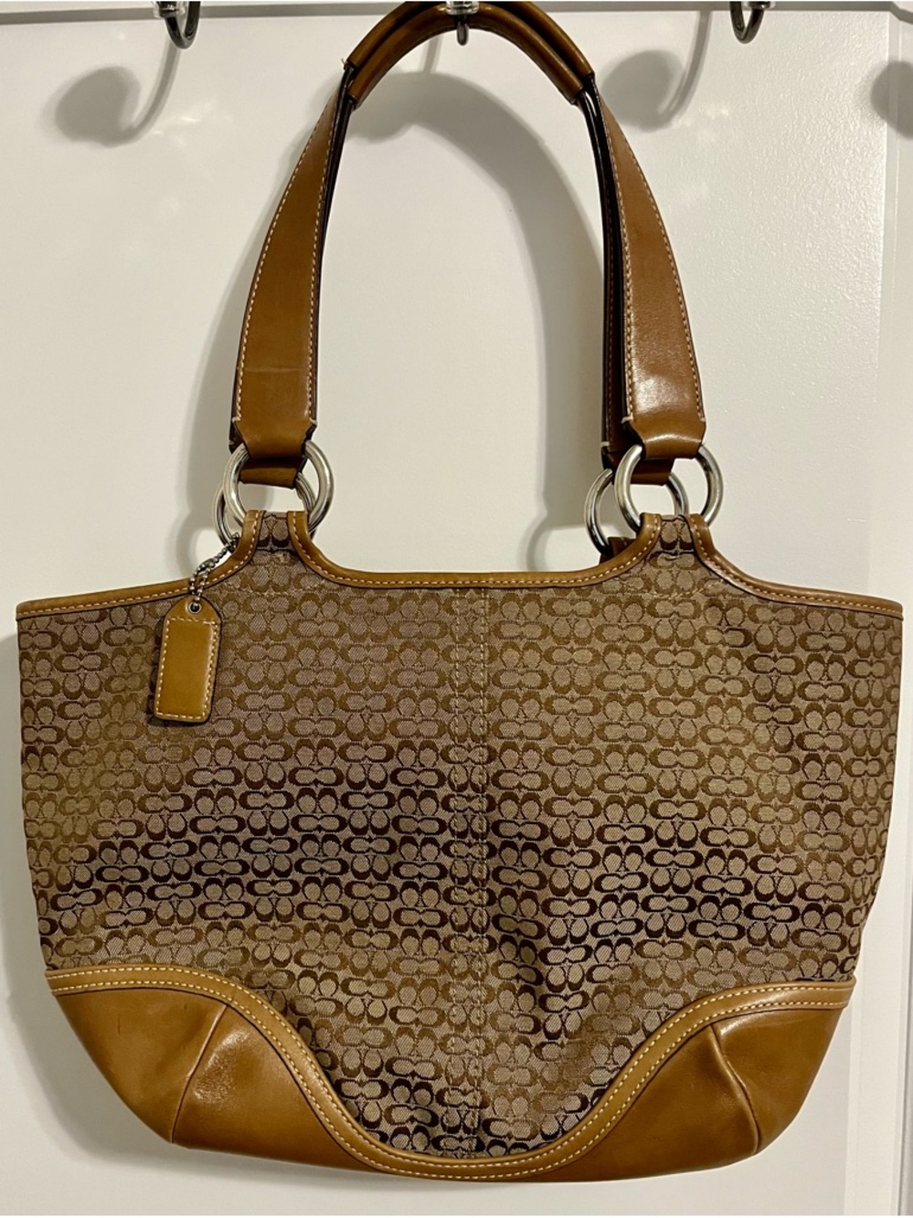 Vintage Coach Brown Signature Canvas and Leather Tote - Picture 2 of 3